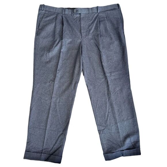 Vitale Barberis Canonico 100% Wool Pleated Dress Pants 49R Luxury Gray Trousers - Picture 1 of 8